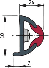 VETUS Vinyl rubbing strake, dark grey, POLY 40 x 31 mm, coil of 30 m, (price per m) POLY4031L